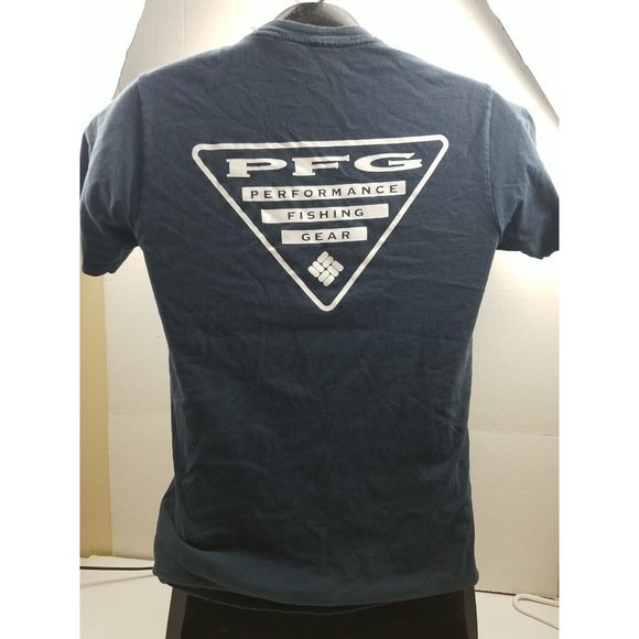 Columbia T-Shirt Adult S Small Blue Spell Out Logo Omni-Wick Lightweight Mens - Picture 2 of 3